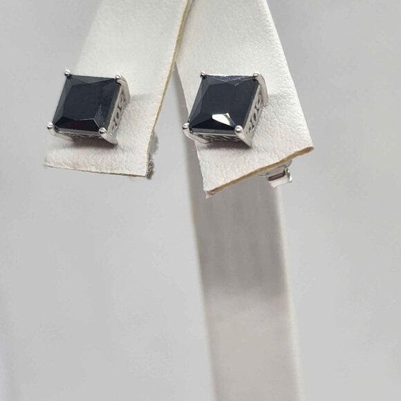 Last One NEW Sterling Silver Black GemStone Studs - Earrings - Picture 4 of 5